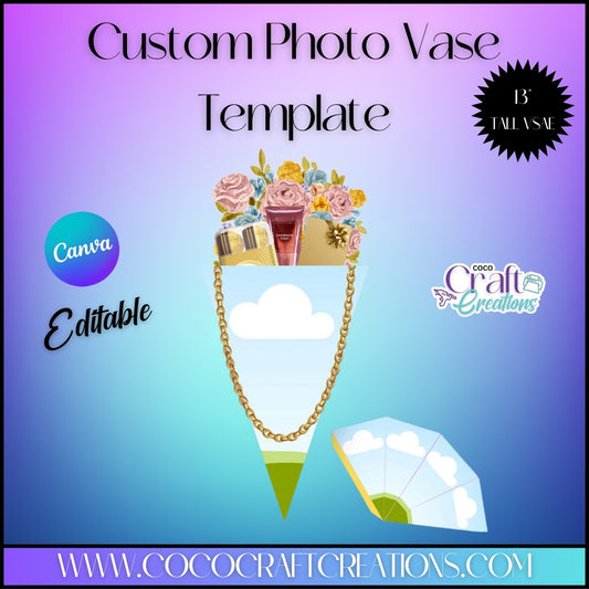 4 sided Triangle Photo Vase Template- Canva Editable